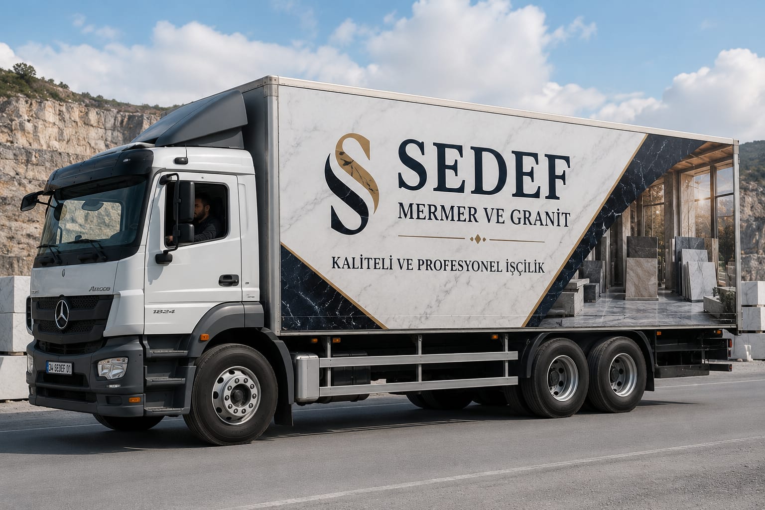 Sedef Mermer ve Granit sevkiyat aracı